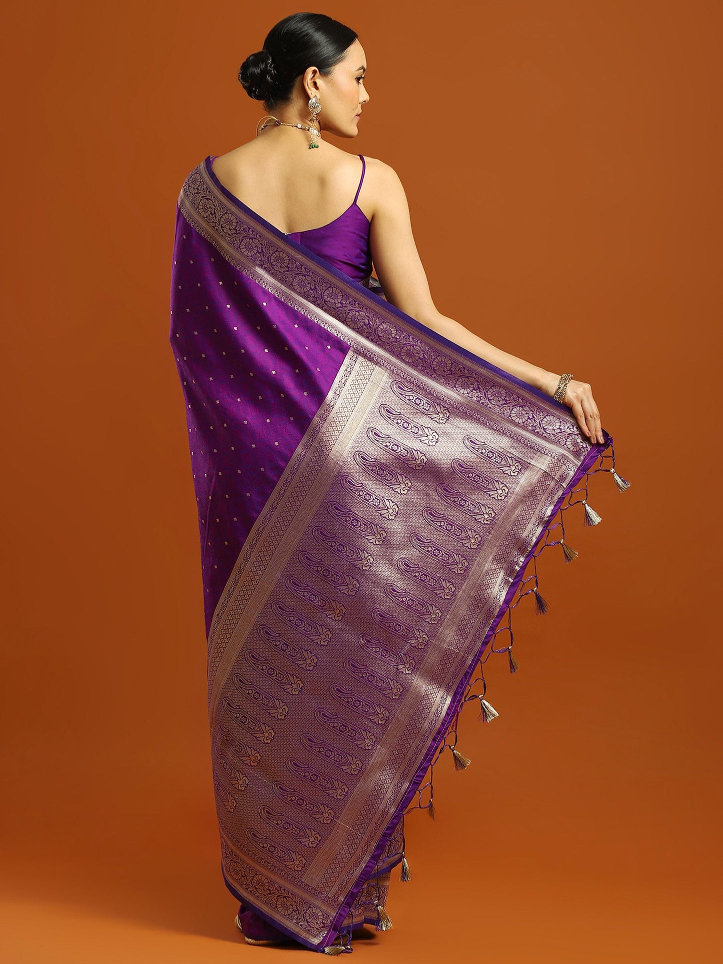 Purple Banarasi Soft Silk Woven Saree