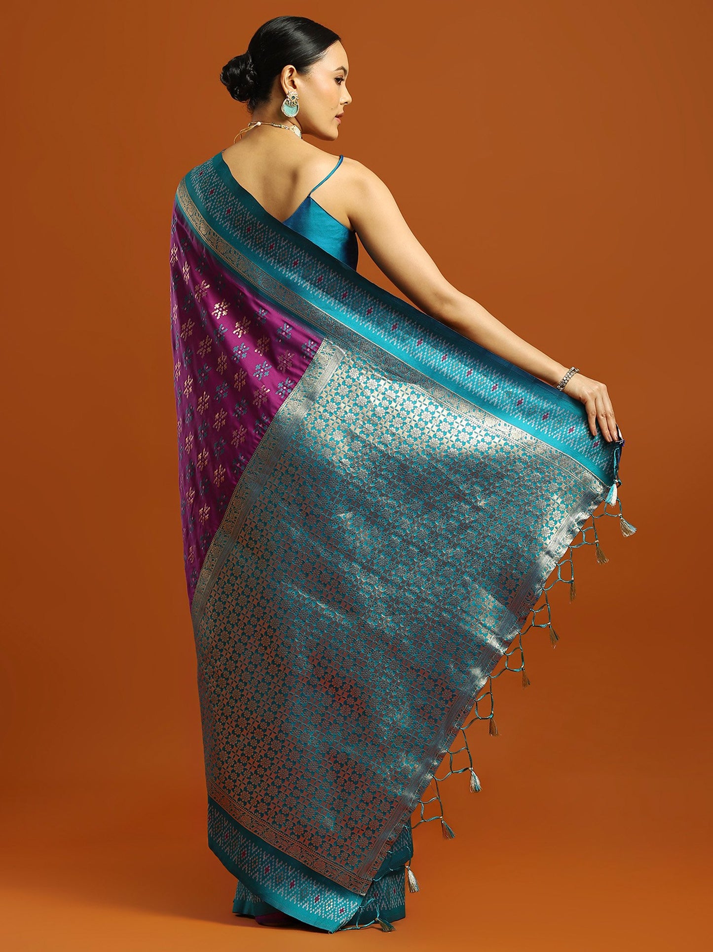 Purple Banarasi Soft Silk Woven Saree