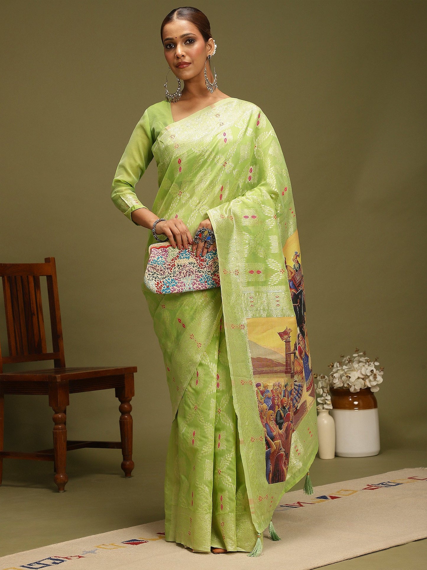 Light Chanderi Organza Woven Saree