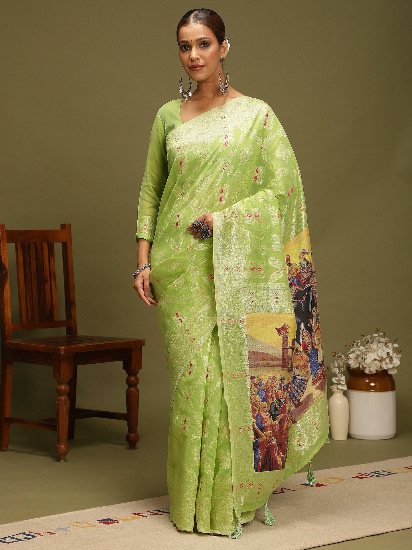 Light Chanderi Organza Woven Saree