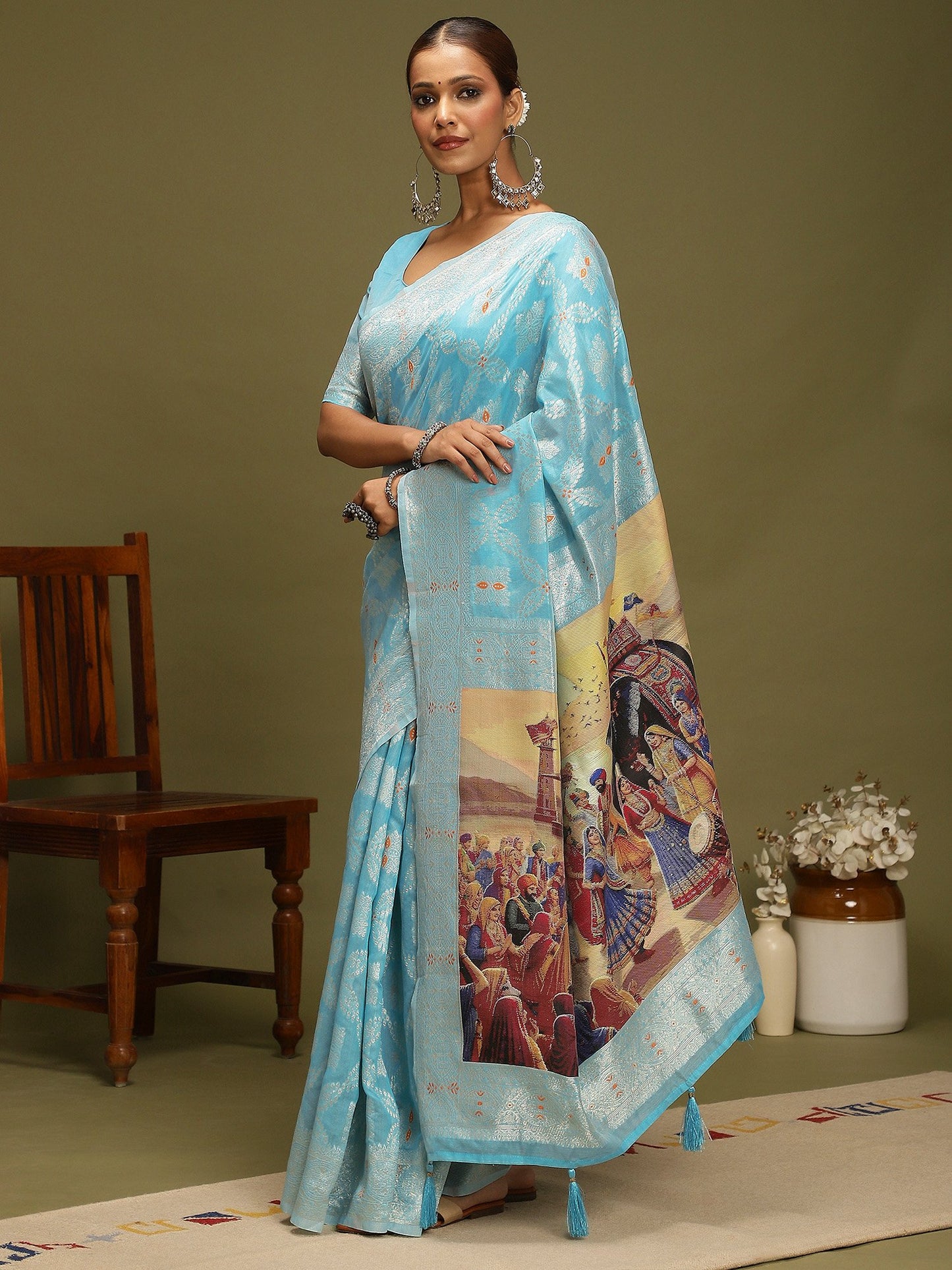 Light Chanderi Organza Woven Saree