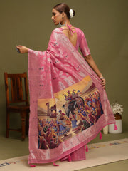 Mauve Chanderi Organza Woven Saree - The Dori Store