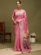 Mauve Chanderi Organza Woven Saree - The Dori Store