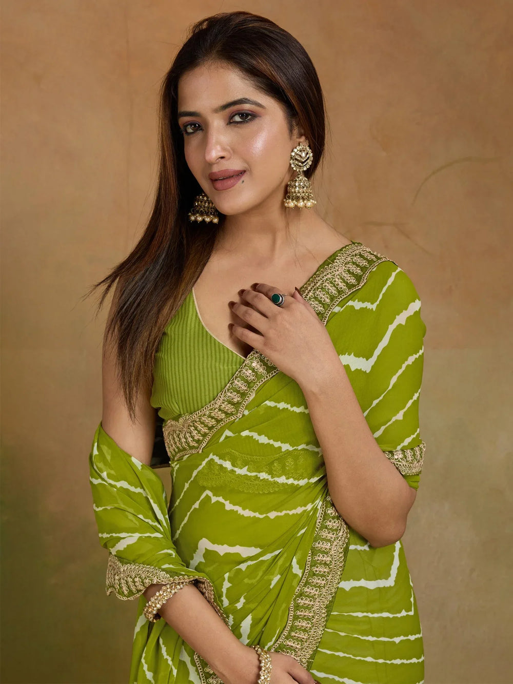 Light Leheriya Georgette Printed Saree - The Dori Store