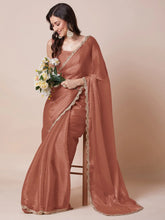 Copper Party Wear Organza Embellished Saree - The Dori Store