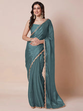 Metallic Party Wear Organza Embellished Saree - The Dori Store