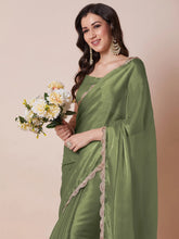 Light Party Wear Organza Embellished Saree - The Dori Store