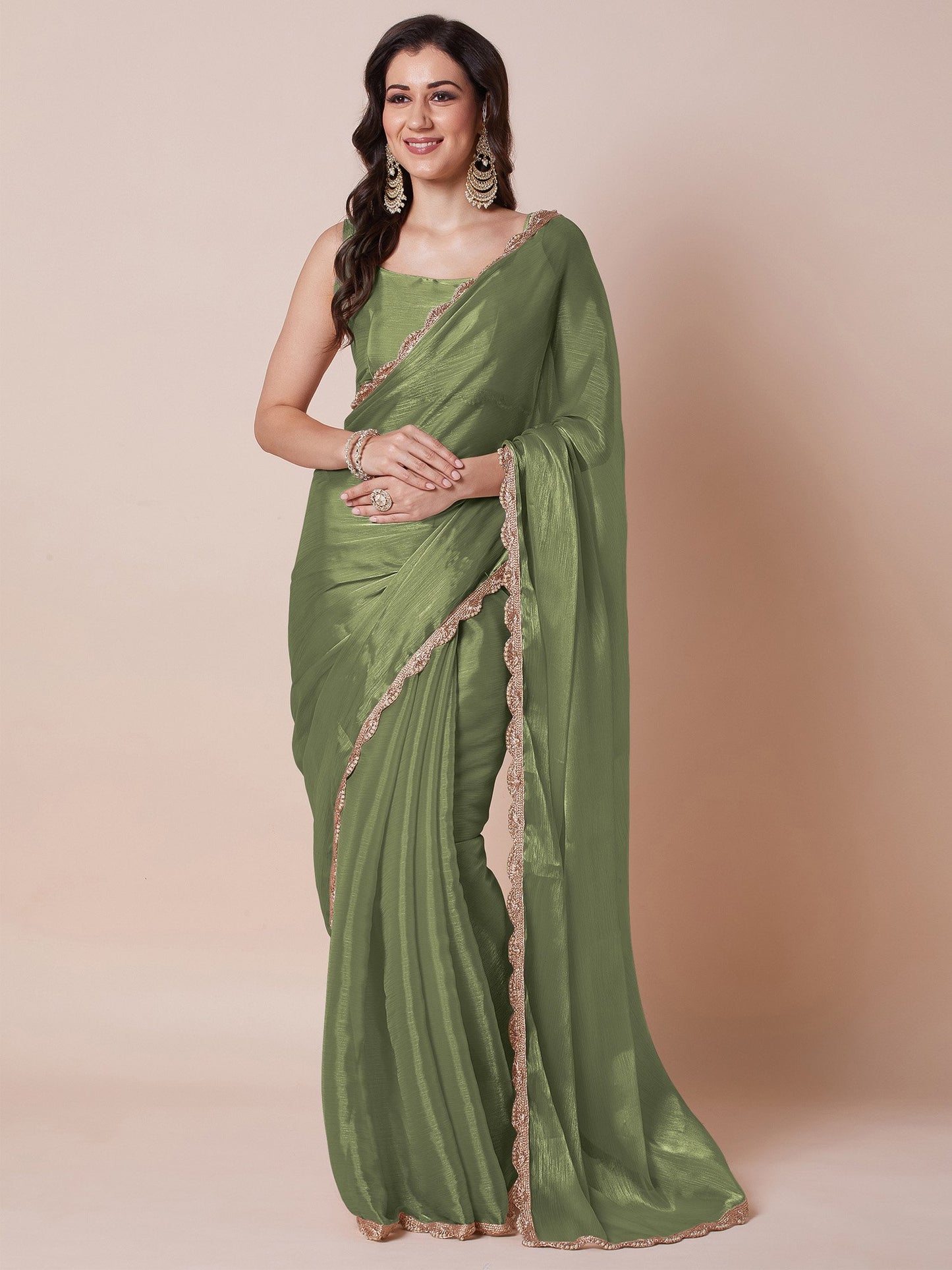Light Party Wear Organza Embellished Saree