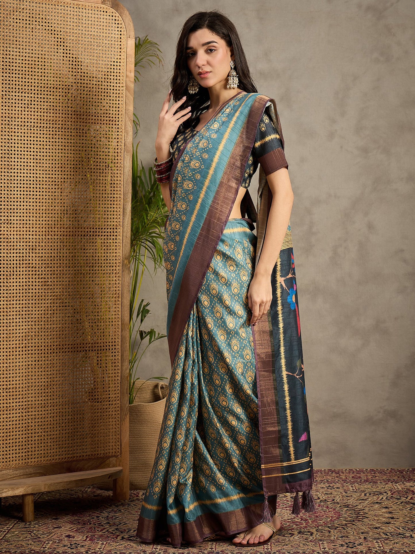 Light Banarasi Silk Blend Printed Saree