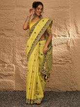 Yellow Khadi Linen Woven Saree - The Dori Store