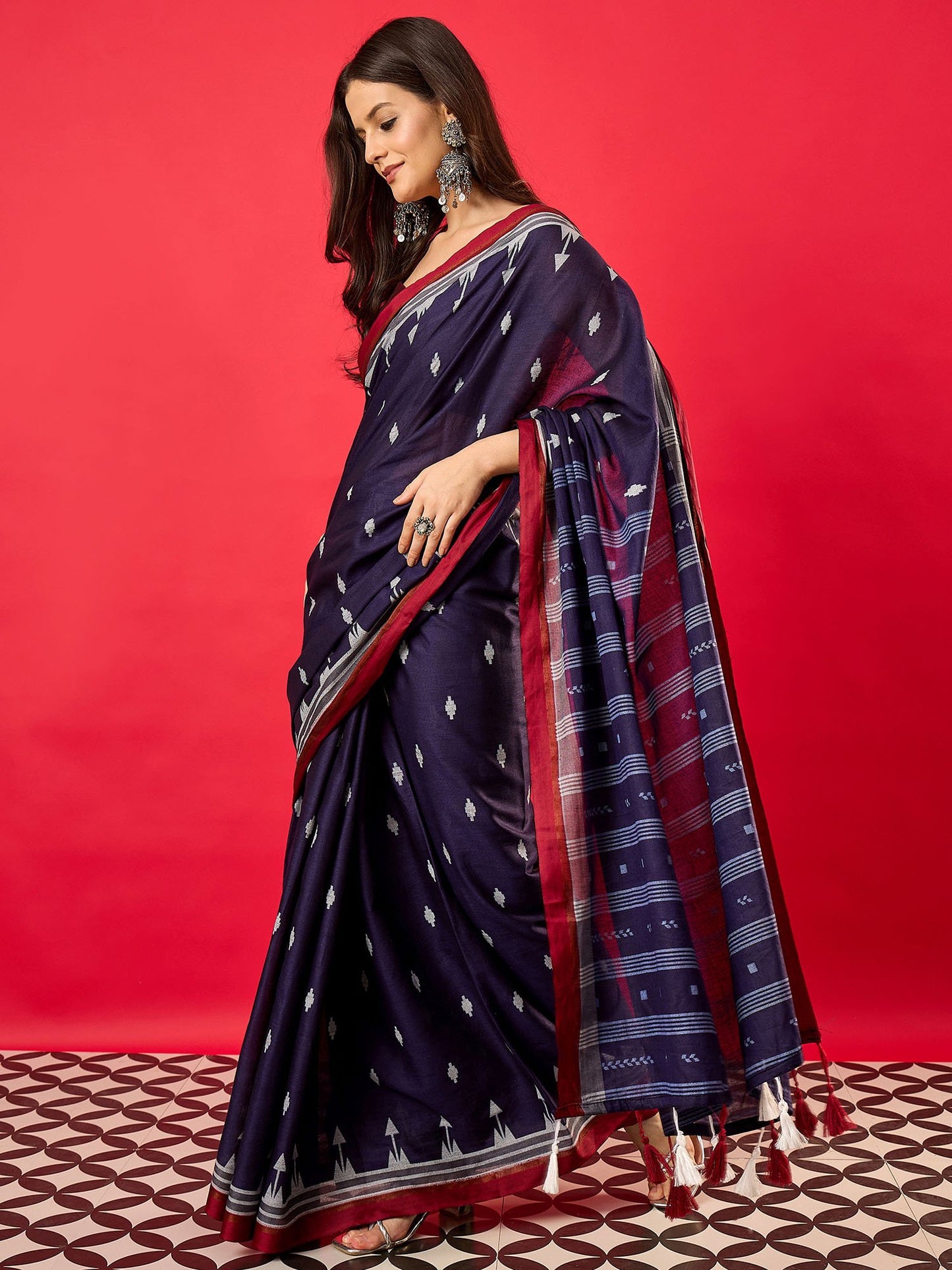 Blue Bhagalpuri Muslin Digital Print Saree