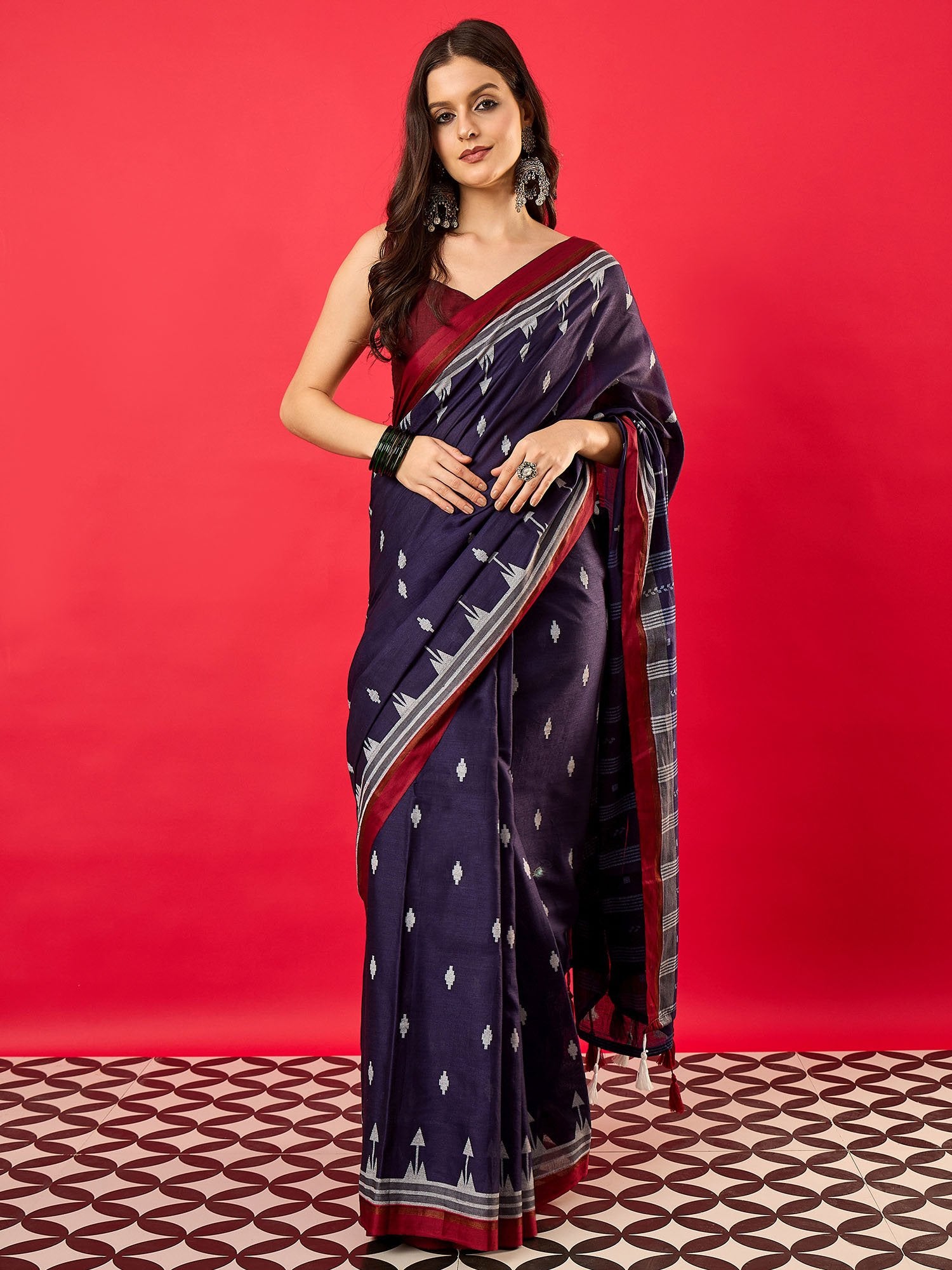 Blue Blue Bhagalpuri Muslin Digital Print Saree