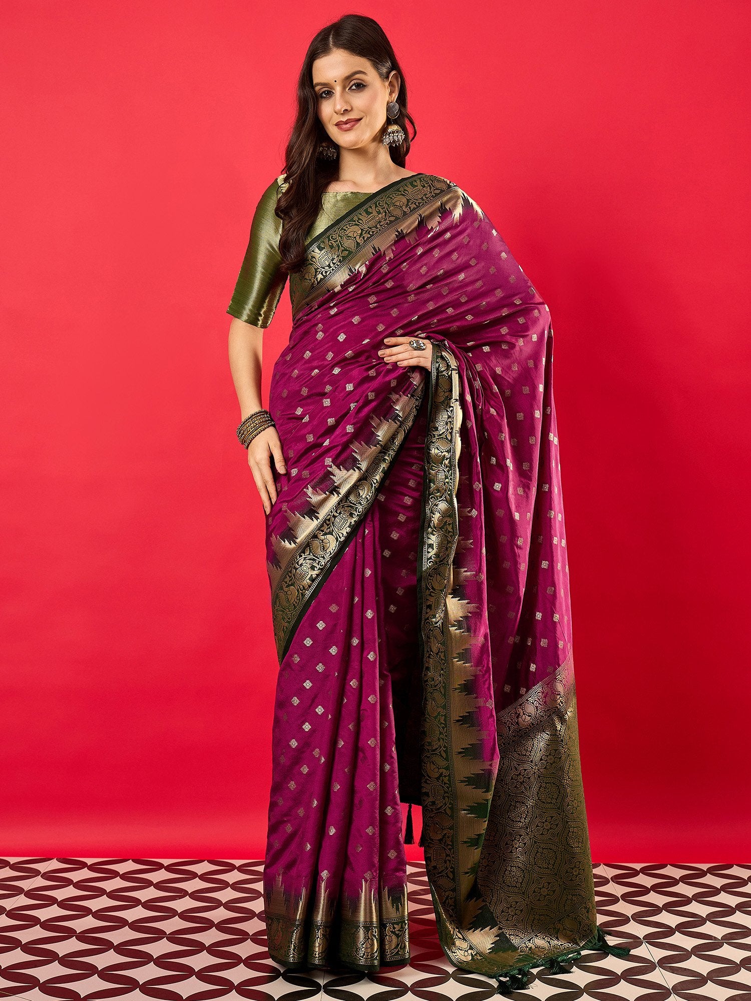 Purple Purple Banarasi Nylon Woven Saree