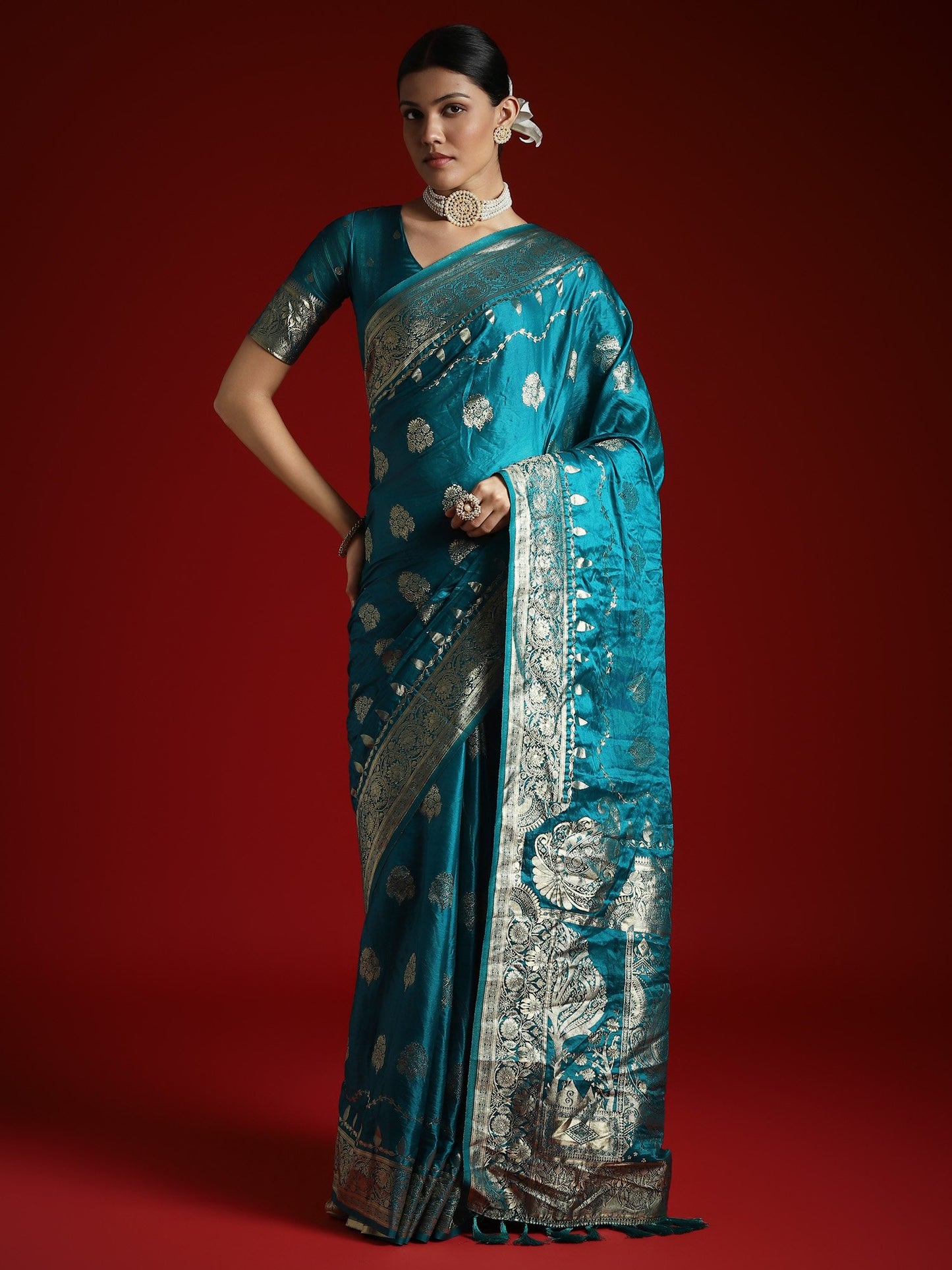 Light Banarasi Satin Woven Saree