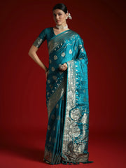 Light Banarasi Satin Woven Saree - The Dori Store