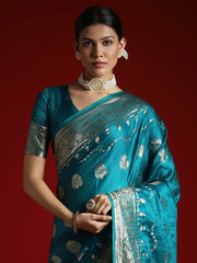 Light Banarasi Satin Woven Saree - The Dori Store