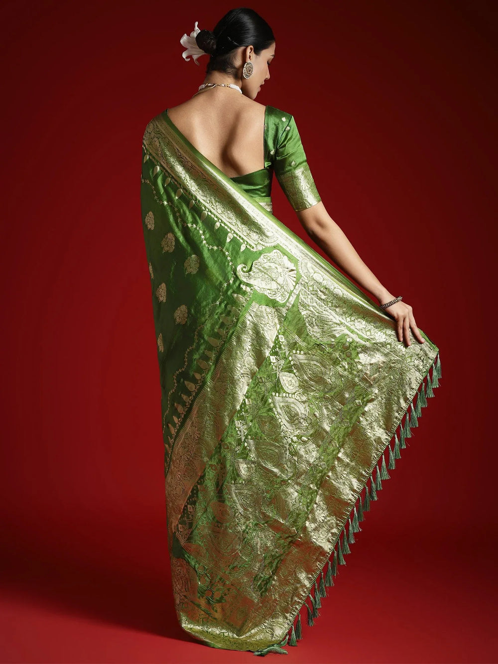 Light Banarasi Satin Woven Saree - The Dori Store