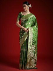 Light Banarasi Satin Woven Saree - The Dori Store