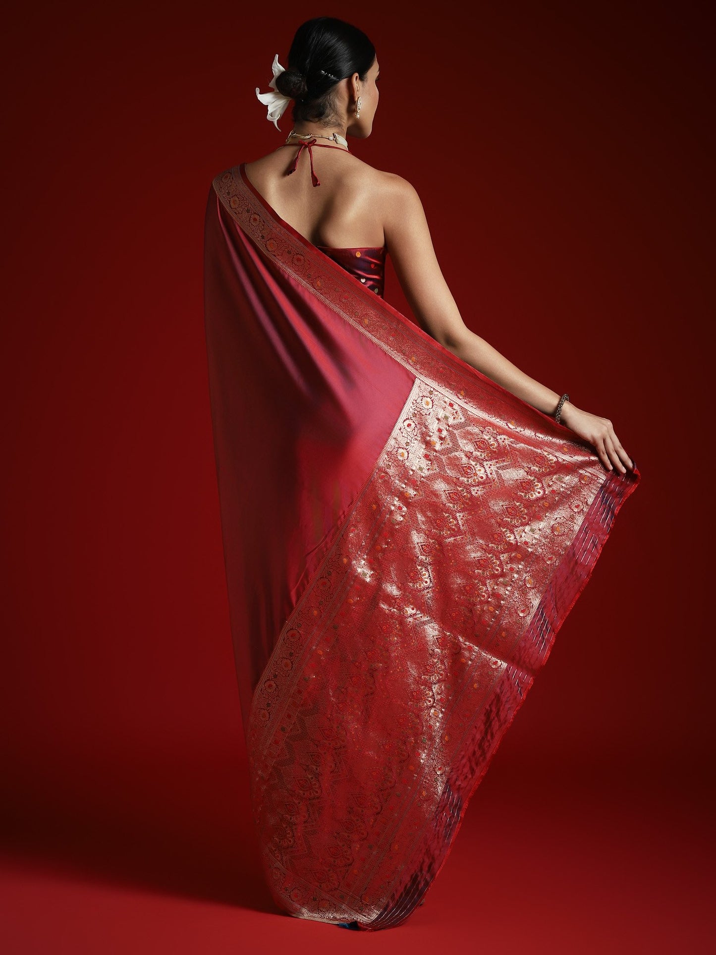 Maroon Banarasi Satin Silk Woven Saree