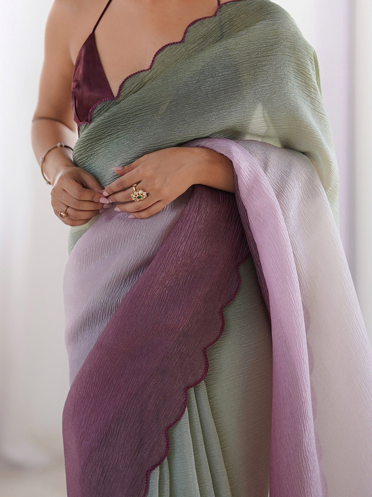 Light Party Wear Chiffon Embroidered Saree