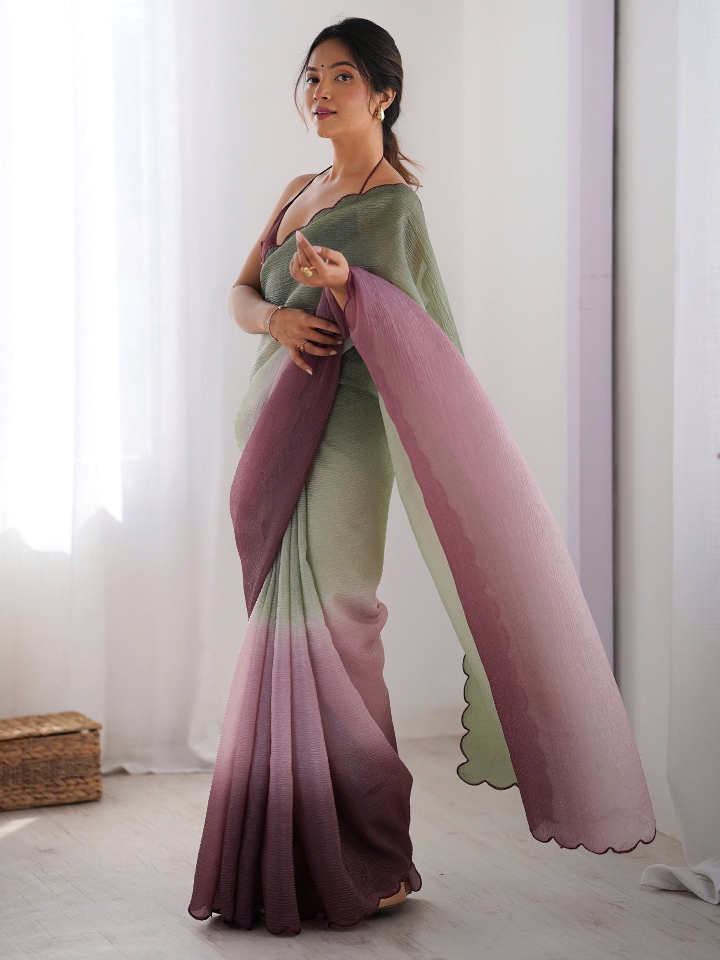 Light Party Wear Chiffon Embroidered Saree