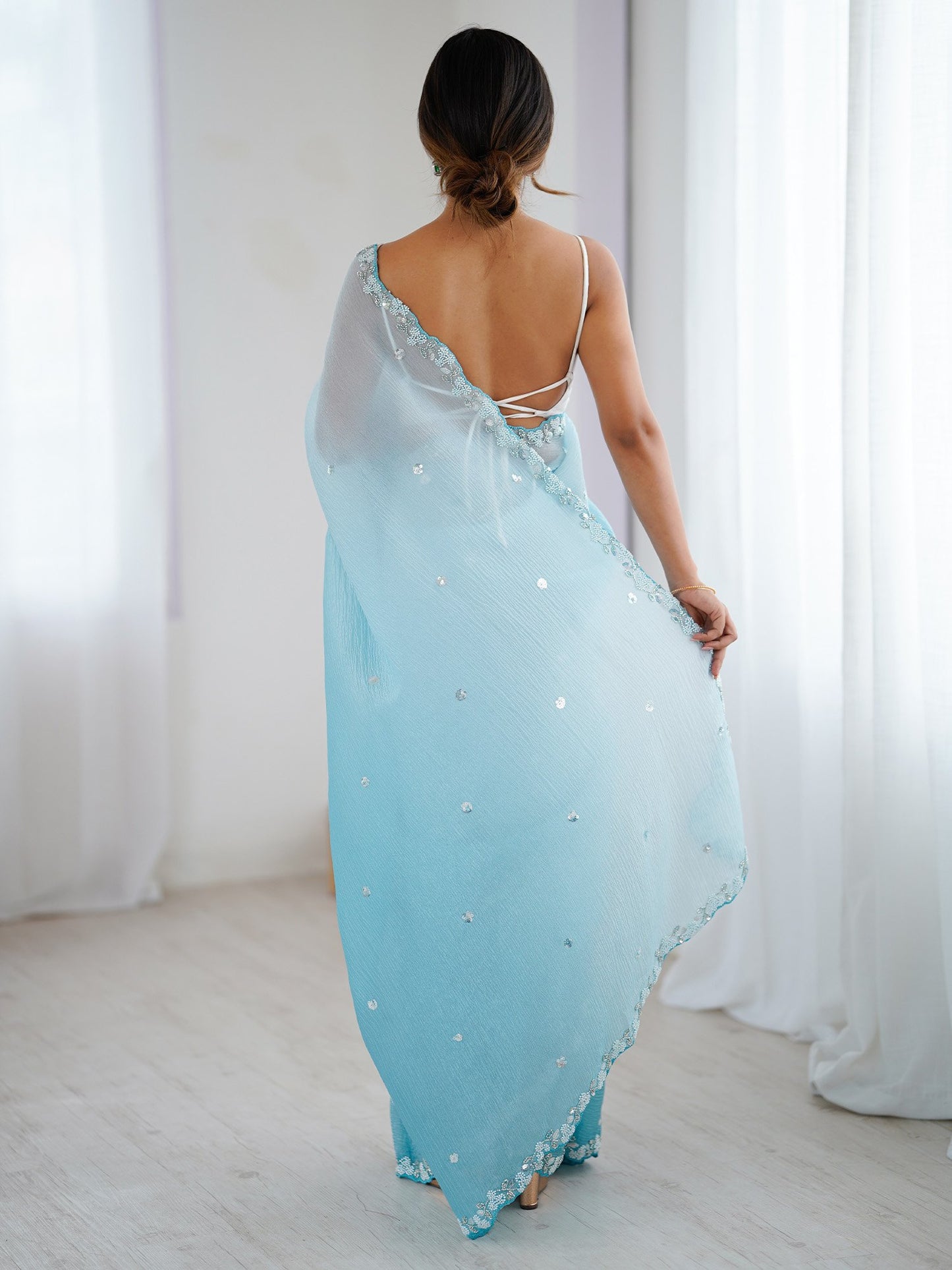 Light Party Wear Chiffon Embellished Saree
