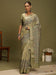Green Light Block Print Satin Silk Digital Print Saree