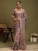 Purple Purple Block Print Satin Silk Digital Print Saree
