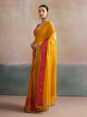 Yellow Party Wear Chiffon Embellished Saree - The Dori Store