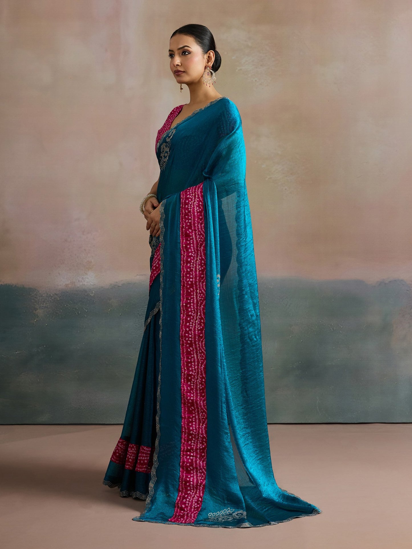 Light Party Wear Chiffon Embellished Saree