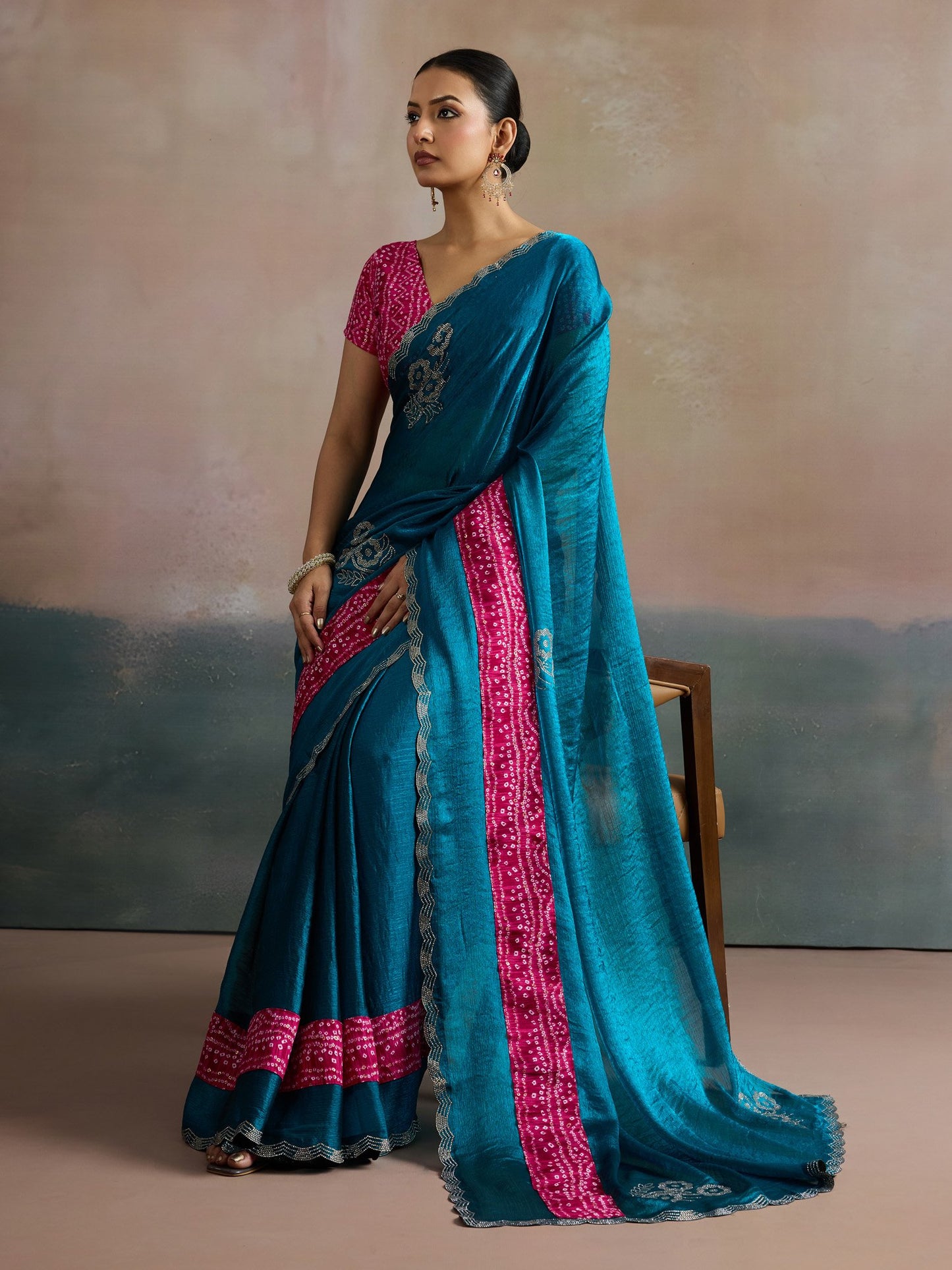 Light Party Wear Chiffon Embellished Saree