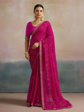 Pink Bandhani Georgette Printed Saree - The Dori Store