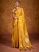 Yellow Mustard Tussar chinnon Printed Saree