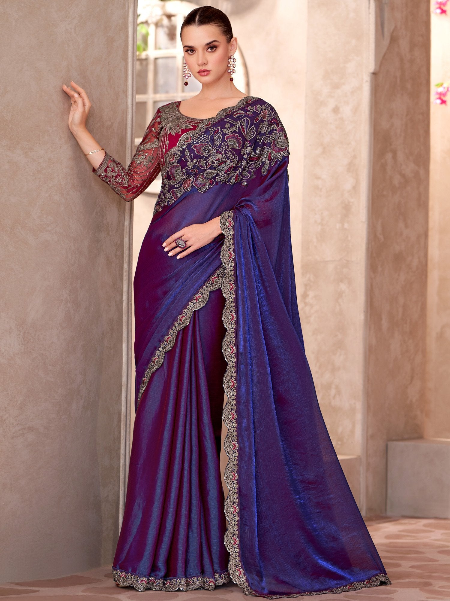 partywear designer saree for festive occasions