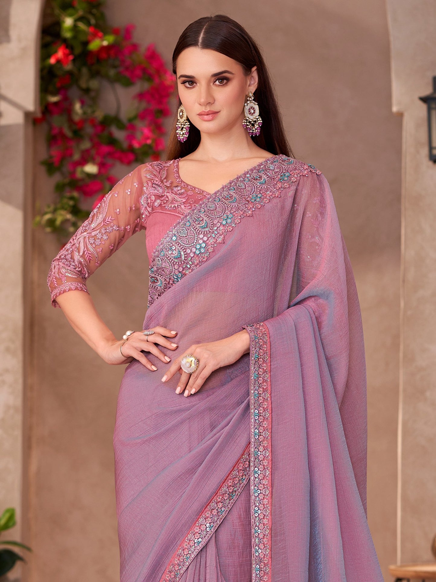 partywear designer saree for festive occasions