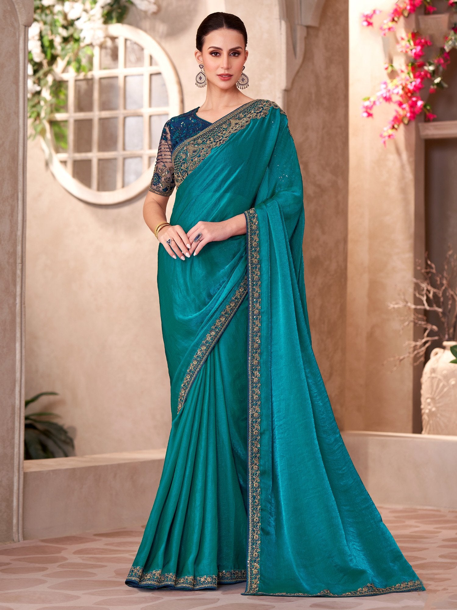 partywear designer saree for festive occasions