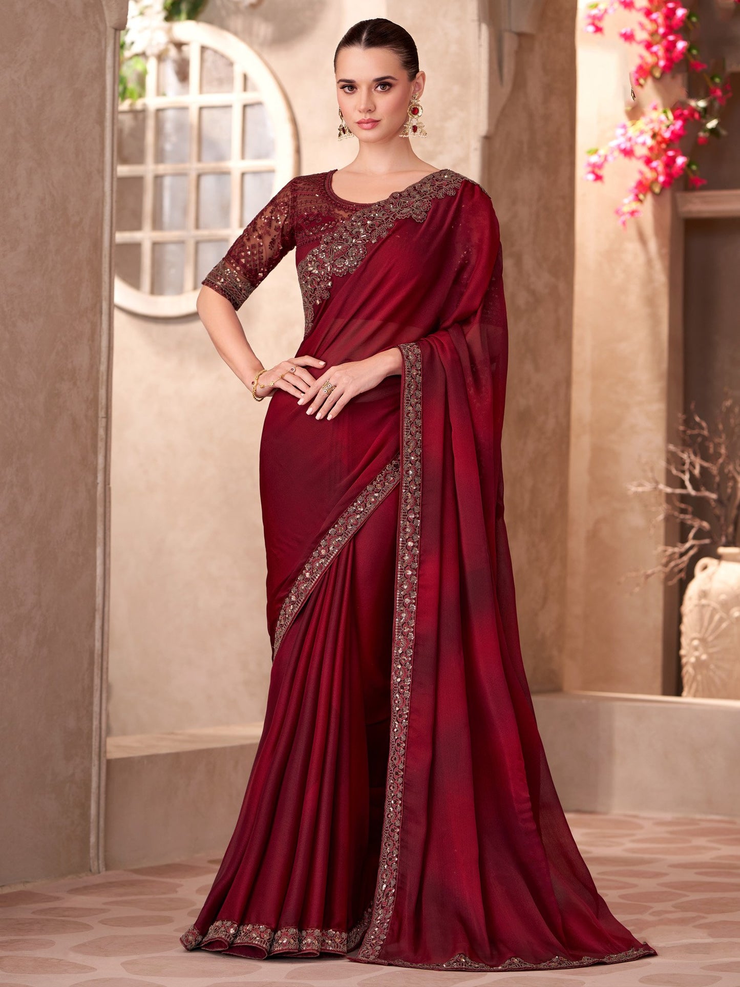partywear designer saree for festive occasions