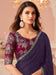 Purple Violet Party Wear Satin Silk Embellished Saree