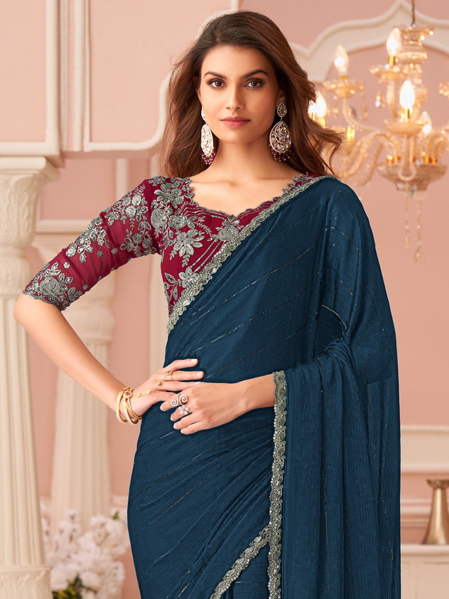 partywear designer saree for festive occasions