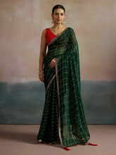 Dark Green Leheriya Viscose Printed Saree - The Dori Store