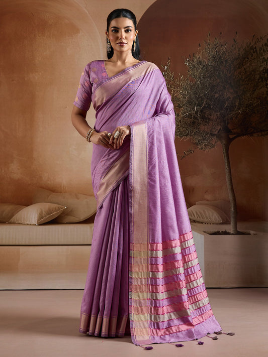 Purple Mauve Mangalagiri Bhagalpuri Silk Woven Saree
