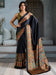 Black Black Banarasi Satin Printed Saree