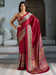 Maroon Maroon Banarasi Satin Printed Saree