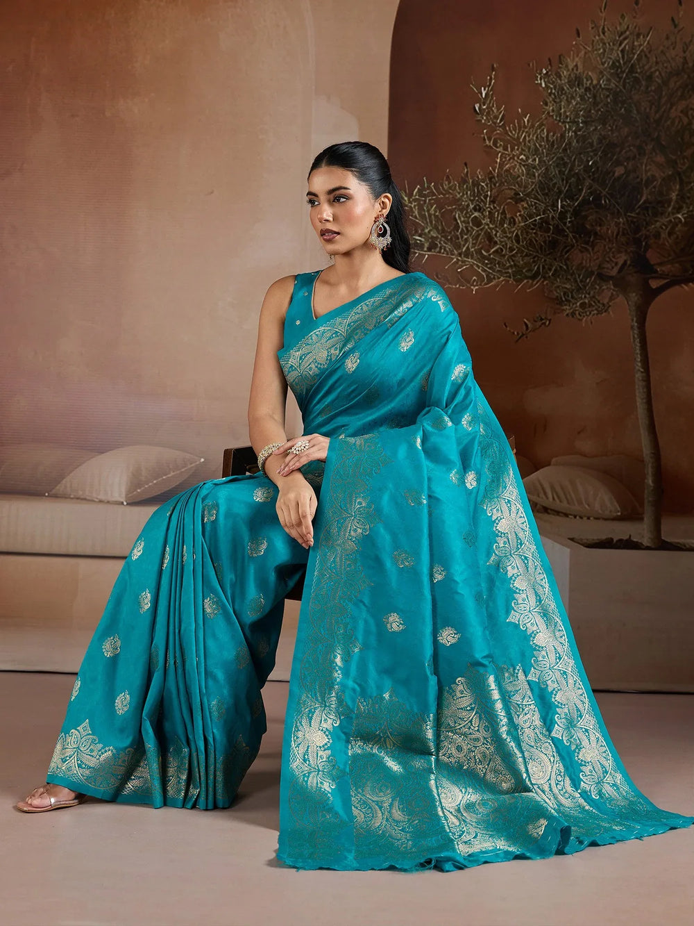 Light Banarasi Bhagalpuri Silk Woven Saree - The Dori Store
