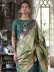 Light Banarasi Pure Silk Woven Saree - The Dori Store