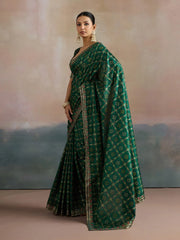 Green Bandhani Dola Silk Digital Print Saree - The Dori Store