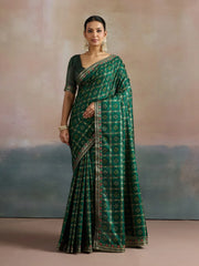 Green Bandhani Dola Silk Digital Print Saree - The Dori Store