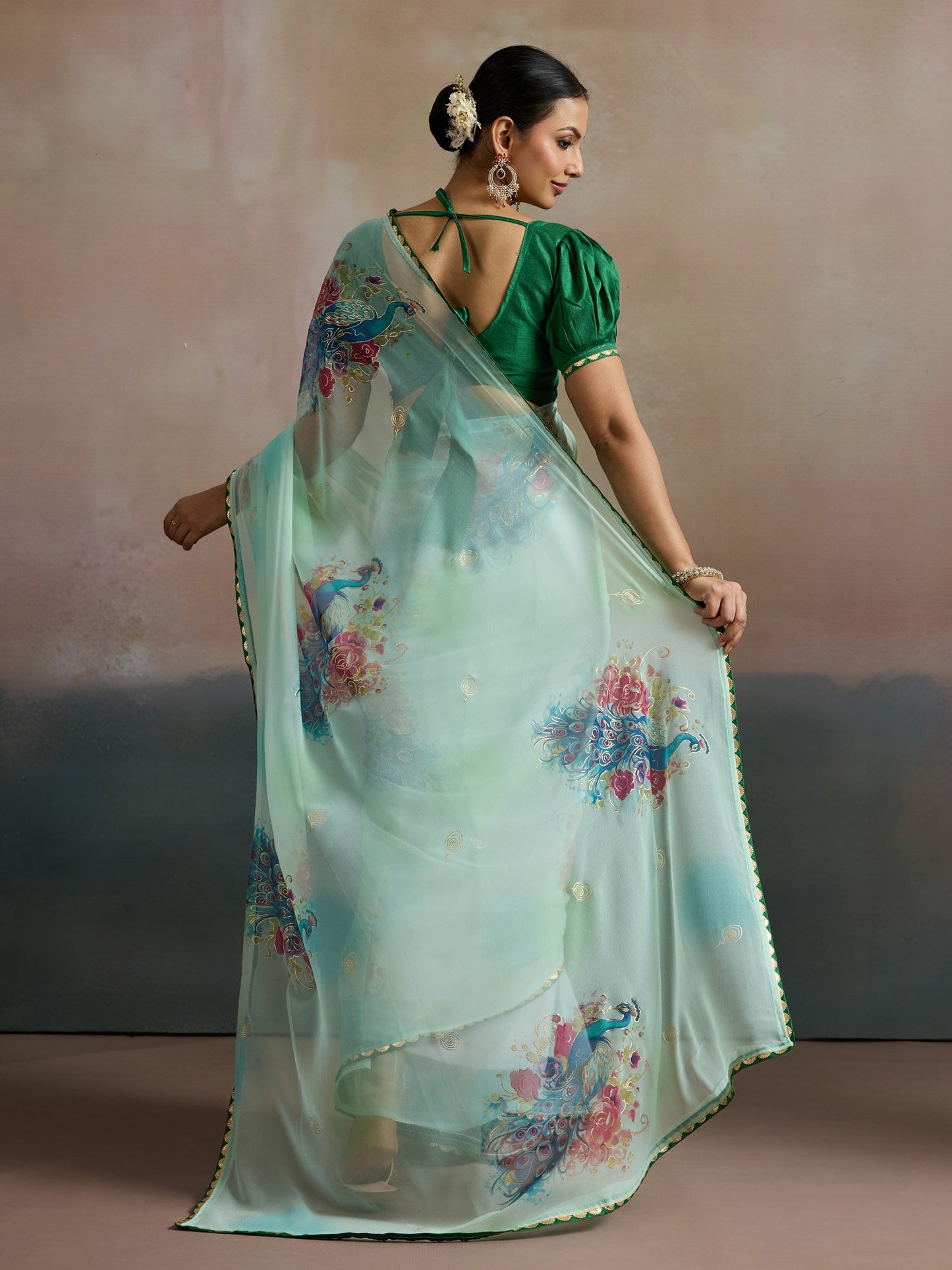 Sea Party Wear Georgette Printed Saree