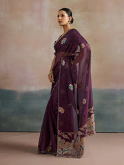 Purple Uppada Organza Woven Saree - The Dori Store