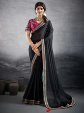 Black Party Wear Georgette Embellished Saree - The Dori Store